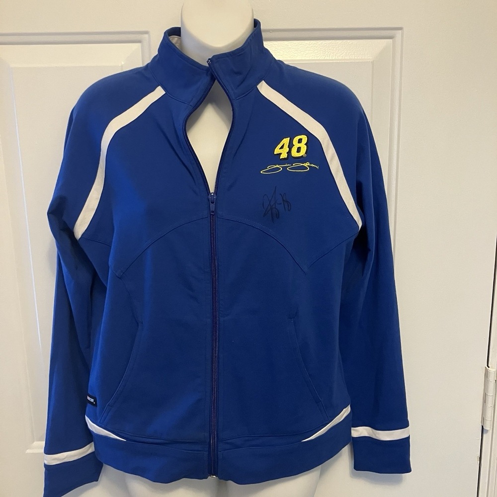 Jimmie Johnson #48 NASCAR‎ Women's Full Zip Activewear Jacket - Size Medium Blue